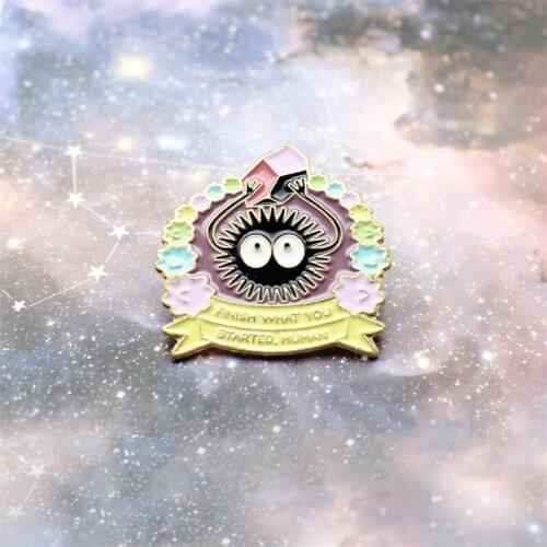 Cartoon Big-eyed Thorny Doll Find The Baby Creative Exquisite Enamel Brooch Flower Letter Winding Thorny Doll Personality Badge