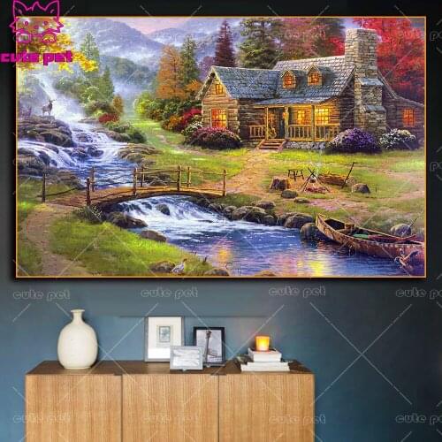 DIY square round Drill Chalet sceneryDiamond Painting Cross Stitch 6D Diamond Mosaic Diamond Embroidery Pattern Rhinestone Decor