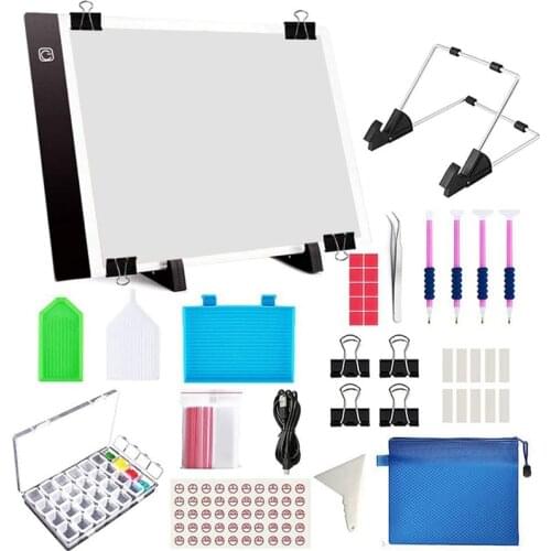 Diamond Painting A4 Kit,Diamond Art Light Board With 5D Painting Tools Kit, Supplies Includes Light Pens,Stand,Pad Board