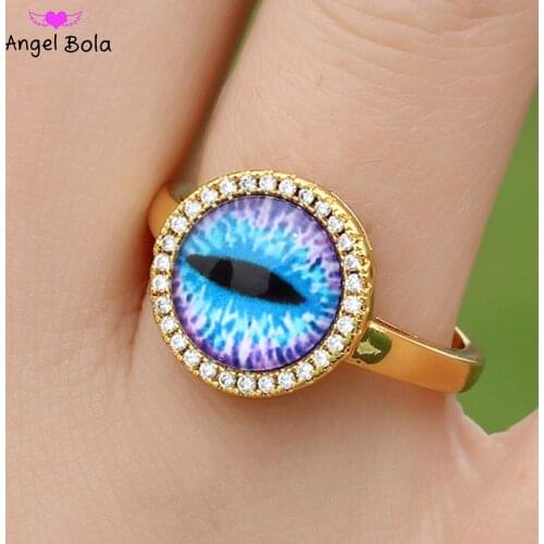 Fashion New Cool Design Golden Circle Lucky Demon Eye Unisex Ring Personality Punk Street Style Top Quality Jewelry Holiday Gift