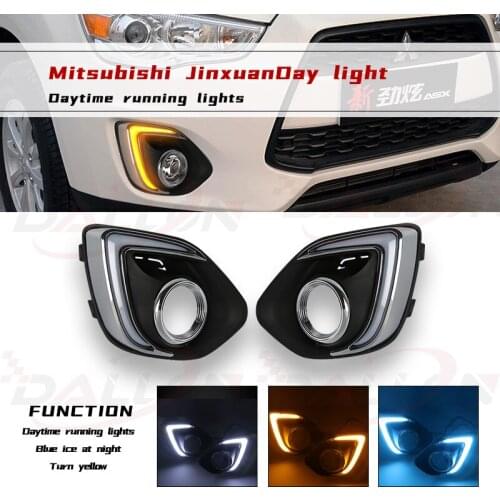 One sets 12V car led For Mitsubishi ASX 2013 2014 2015 Waterproof DRL Daytime running lights with siganls car accessoires