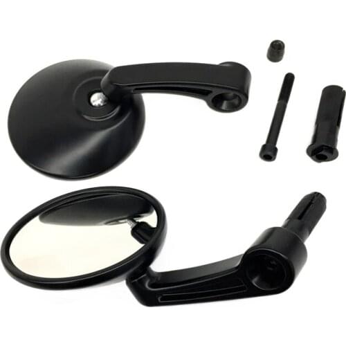 Pair 7/8" 22mm Universal Motorcycle Aluminum Rear View Black Handle Bar End Side Rearview Mirrors For Kawasaki Honda Yamaha BMW