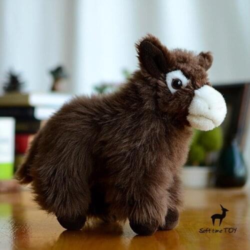 Plush Toy Simulation Animals Kawaii Brown Donkey Stuffed Childrens Toys Gifts