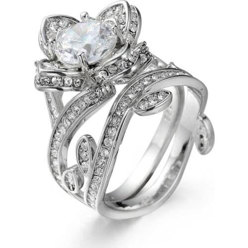 Size 6-12 Top Selling 93% Discount Handmade Vintage Jewelry 925 Silver Filled Multi Color CZ Women Wedding Bridal Leaf Ring Gift