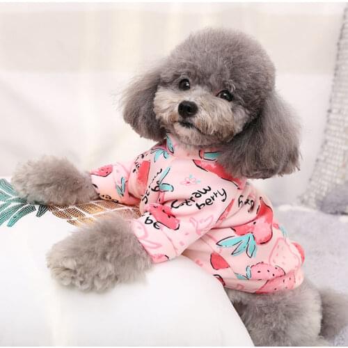 Pink Strawberry Cartoon Puppy Hoodie Cute Bunny Dog Clothes Overalls Puppy Jumpsuit Cat Clothing for Dog Coat Outfit for Poodle