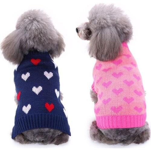 Winter Dog Sweater Warm Breathable with Heart Knitted for Chihuahua Pug Pet Puppy Dog Knitting Clothing Costume Apparel