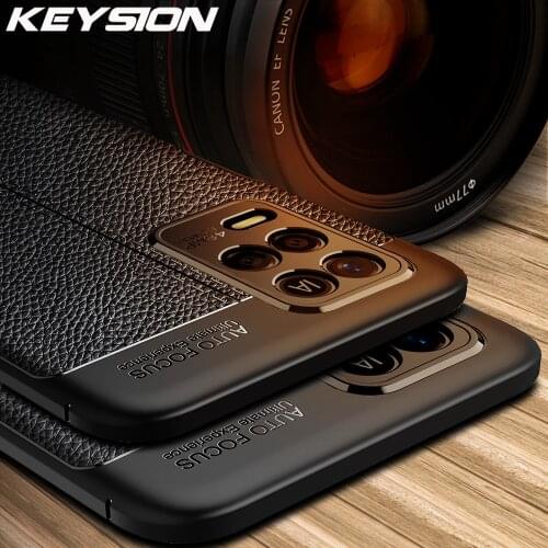 KEYSION Shockproof Case For Realme 8 5G 8 Pro Q3 V13 leather texture silicone Phone back cover for OPPO Reno 5 Pro Lite 5F 5K 5Z