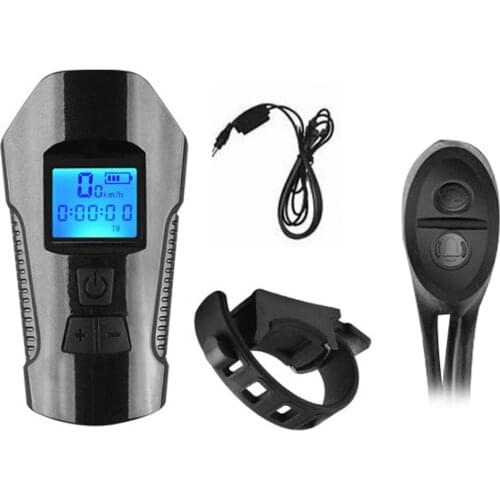 USB Rechargeable Bike Front Light Cycle Headlight with Bicycle LED Speedometer Odometer Bike Light Accessories