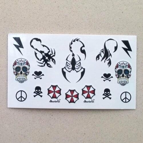 Waterproof Temporary Tattoo Sticker on body art skull umbrella scorpion tatto stickers flash tatoo fake tattoos for girl