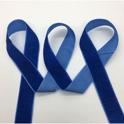 3 yards/lot 3/4"(20mm)Wide Blue Velvet Ribbon Headband Clips Bow Wedding Decoration