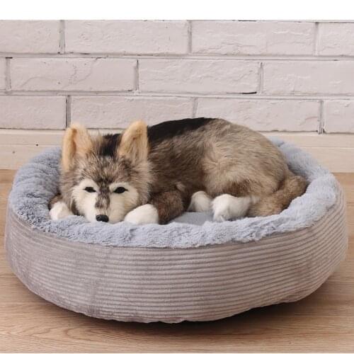 Winter Pet Bed Warm Pets Corduroy Small dog Round Katten House with Mat Cat Cushion Soft Puppy Bed for Pets Sleeping Nest