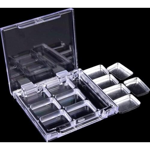 1Pc Cosmetic Case+ 6Pcs Palettes Empty 6 Square Grid Eyeshadow Lipstick Powder Box Case Cosmetic Packing+Palette