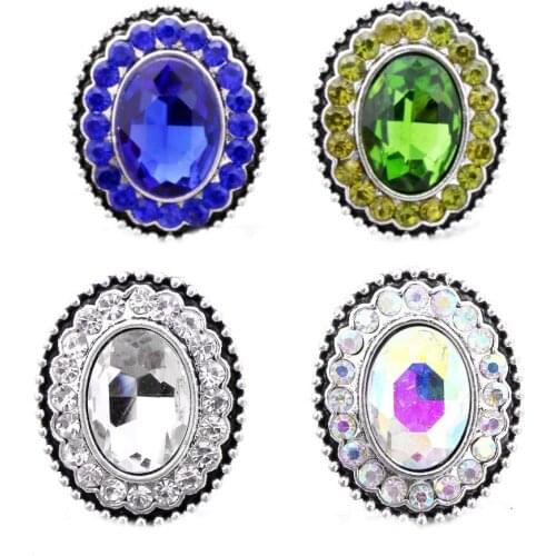 10pcs/lot New Snap Button Jewelry Rhinestone 18mm Metal Snap Buttons Fit Snap Bracelet Bangle for Women Christmas Gift
