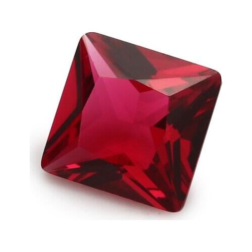 100pcs 3x3~10x10mm Square Shape Loose Stone Rose Red Color Glass Synthetic Gems For Jewelry DIY Stone