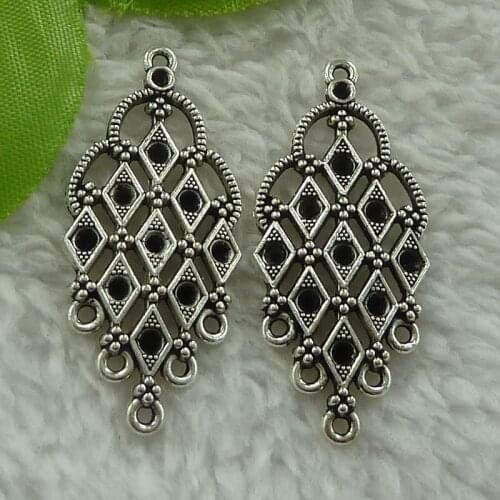 104 pieces antique silver earring connectors 42x18mm #4024