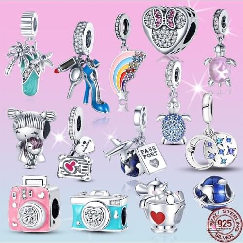 2021 925 Sterling Silver Camera planet Sea turtle Charm Beads Fit Original Pandora Bracelet Pendant Necklace Jewelry for women