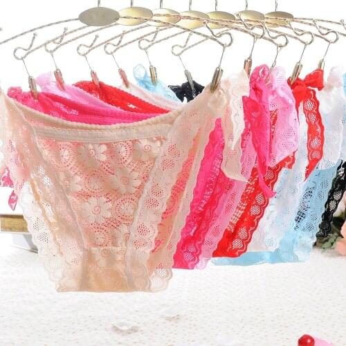 5pcs/lot bandage Women Sexy Panties transparent flowers Underwear briefs Female young Girl Intimates fashion bragas sexy 8189nP5