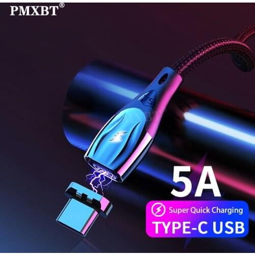 5A Magnetic Type C Cable Super Fast Charging For Huawei P40 Pro Samsung Galaxy S20 Mobile Phone USB-C Quick Charger Magnet Cable