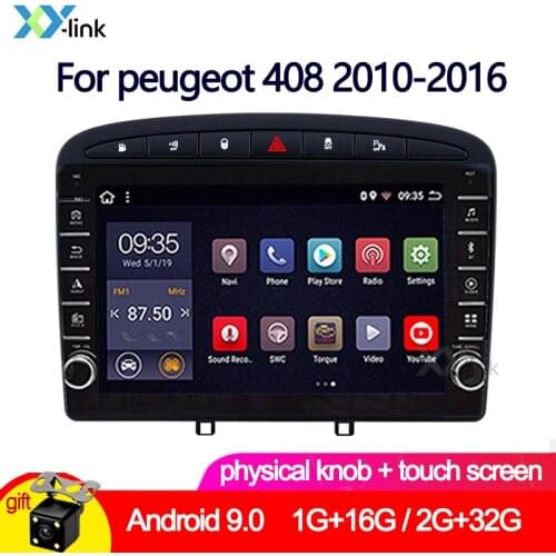 9" Android 9.0 knob Touch screen 2G+32G car radio for peugeot 408 2010-2016 multimedia stereo audio GPS navi rearview camera