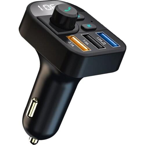 Car Bluetooth 5.0 FM Transmitter Handsfree U Disk MP3 Player 3 Ports USB Charger for Car Interior Accessories