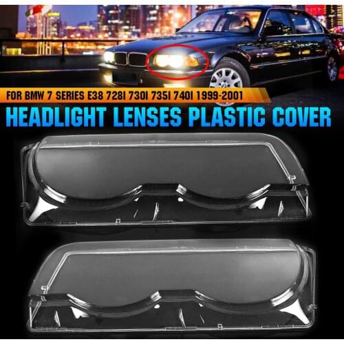 Car Headlight Glass Cover Clear 4 Door Automobile Left Right Headlamp Head Light for BMW E38 728i 730i 735i 740i 1999 2000 2001