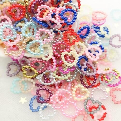 200pcs 10mm White Ivory Heart Shape Beads Craft Imitation Pearls Flatback For Art Scrapbooking DIY Decoration DIY Jewelry Making