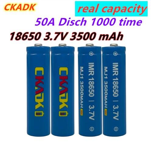 CKADK 100% Original MJ1 3.7V 3500 mah 18650 Lithium Rechargeable Battery For Flashlight batteries ,with Pointed(No PCB)