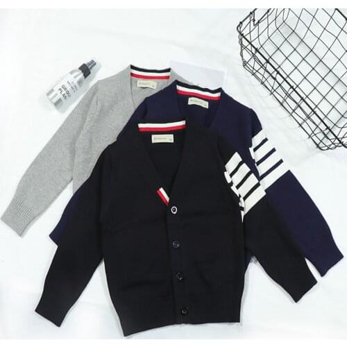 Kids Striped Print Long Sleeved V-Neck Winter Sweater Costume Autume Costume Cotton T-shirt Sweatshirt For Toddler Children