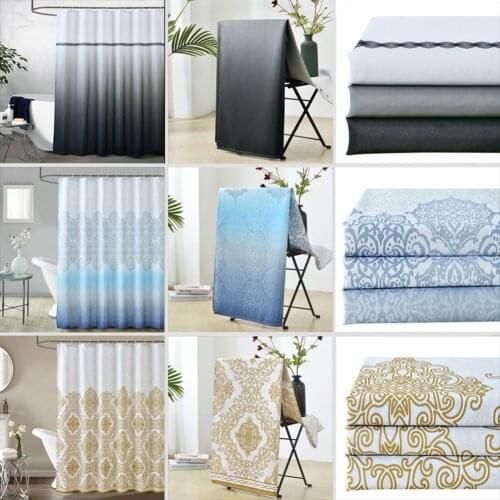 Shower Curtain Gradient Color Polyester Bath Curtains Waterproof Mildew Proof Bathroom Decorations with Hooks 180*180/200cm