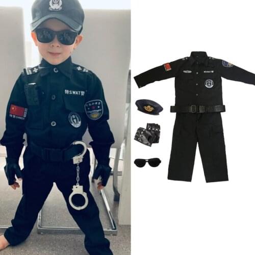 Children Halloween Traffic Special Police Costumes Kids Boys Army Policemen Cosplay Clothing Sets Party Carnival Police Uniform