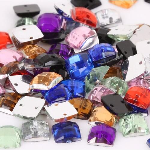 Square Faceted Acrylic Rhinestone Drilling Flatback Scrapbooking Beads Decoration For Mobile Nail Art 8mm 100PCS