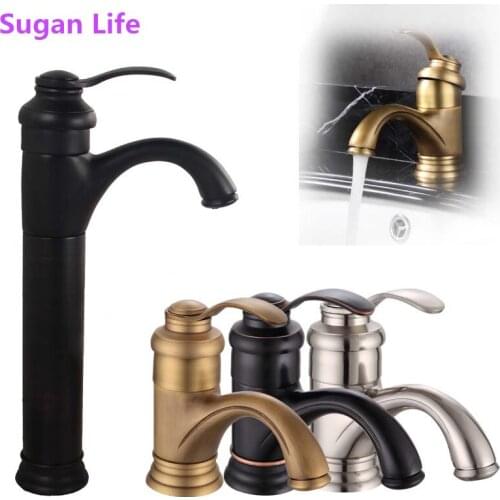Copper Black Ancient Teapot Luxury Basin Bath Faucet European Retro Single Handl for Cold and Hot Water Sink Mixer Tap Mixer