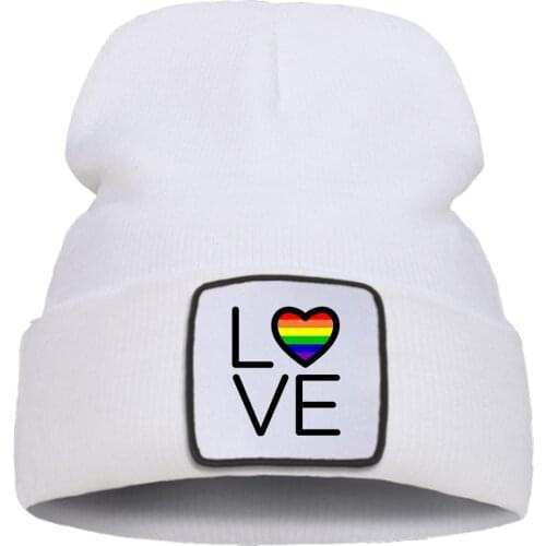 Love Rainbow Bar Personalized Letter Print Men Winter Knitted Hat Casaual Warm Women Autumn Hats Harajuku Cotoon Cap For Girls