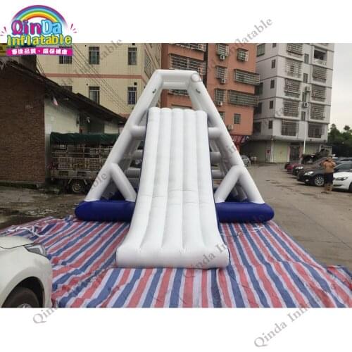 Free air pump inflatable floating slide on water,water park use inflatable climbing slide for sale
