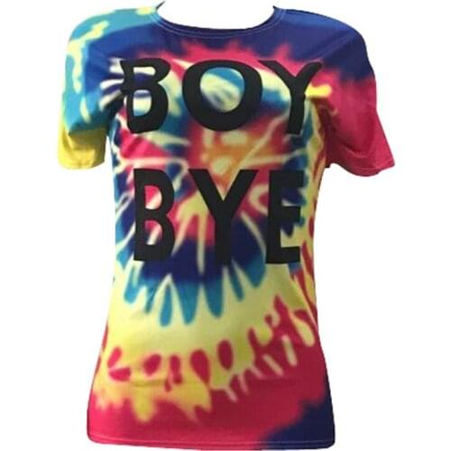 2021 Summer New Womens Clothing Graffiti Color Positioning Letter Printed T Shirt