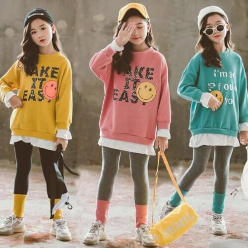 Girls Fall Outfits Fashion Children Clothes Set 2020 Spring Cotton Pullover Sweatshirts + Leggings 3 Colors Clothes for Girls