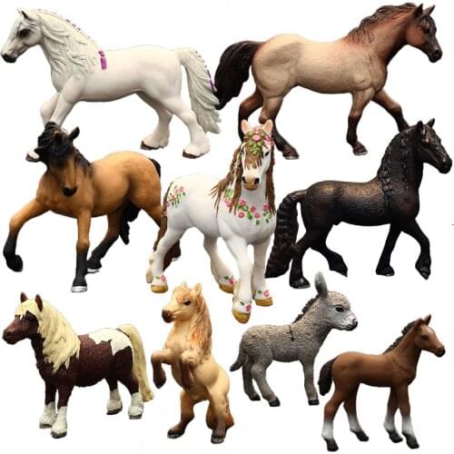 Zoo Simulation Farm Animal Plastic Model Building Hanoverian Wild Horse Figurine PVC Toy Garden Action Figures Gift for Kids