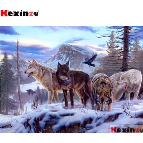 Full Square/Round 5d Diamond Painting Snowfield Wolf 3d Embroidery Cross Stitch Diamond Mosaic Full Picture Rhinestone Decor F04