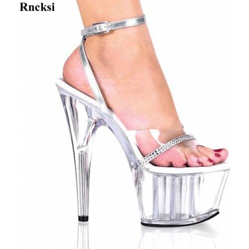 Rncksi New Super high heels 15 cm high nightclub sexy sandals crystal Stage model fashion runways for womens shoes