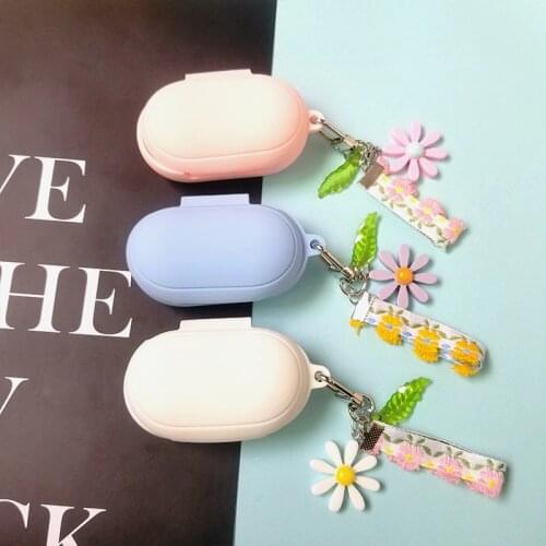 Luxury Flower Decoration Case for Samsung Galaxy Buds Plus Case ornament Accessories Bluetooth Earphone Silicone Cover Key Ring