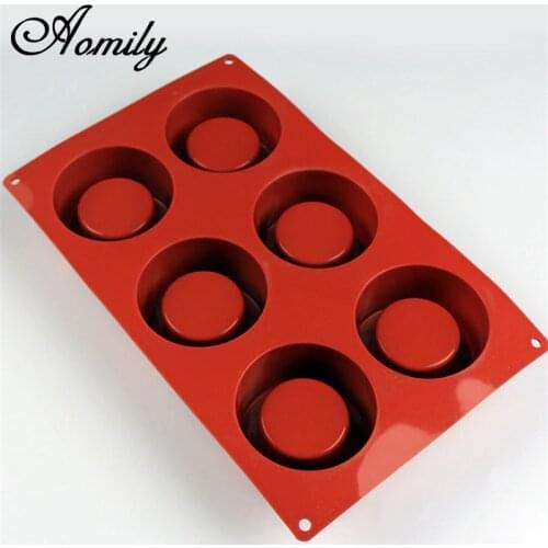 Aomily DIY 6 Holes Pudding Muffin Cup Ice Cream Silicone Mold Cake Design Silicone Nonstick Bakeware Family Baking Cake Mould