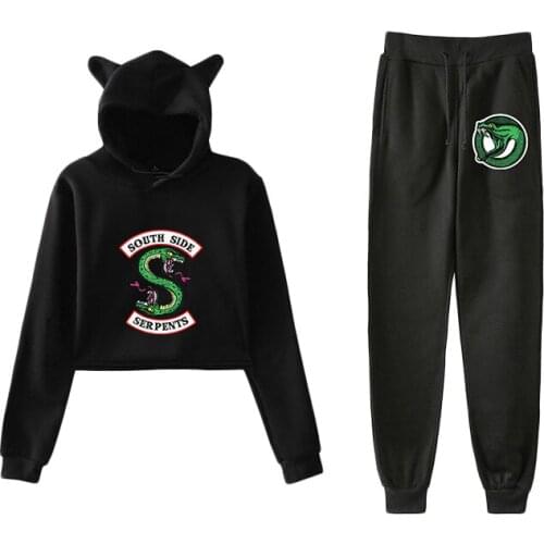 South Side Serpents Riverdale Hoodie Sweatshirts Pants Suits Women Girls Harajuku Riverdale SouthSide Pullover Hooded Coat Set