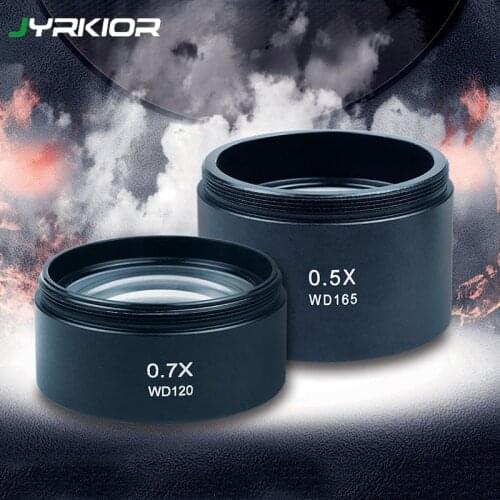 Stereo Microscope 0.5X 0.7X Auxiliary Objective Lens Barlow Lens 48mm WD120 WD165 Anti-oil Auxiliary Objective Lens Dust Mirror
