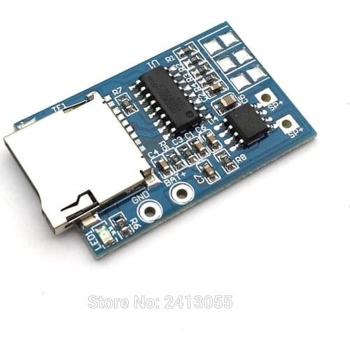 2W Mixed Mono TF Card MP3 Player Decoder Board Amplifier Module 3.7V/5V Power Support MP3 FM Radio USB Audio Mode