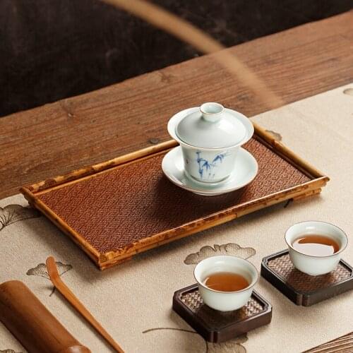 Vintage Storage Tea Tray Tables Decorative Serving Tea Tray Square Decorative Wood Bandeja Madera Teaware Tools DI50CP