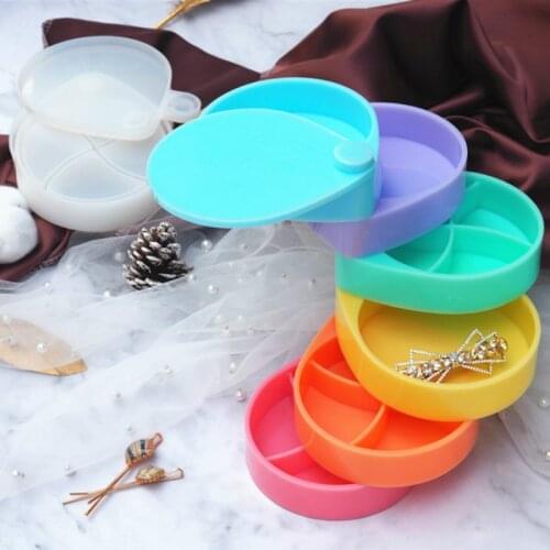 Make Your Own Rotating Cosmetic Storage Box Silicone Mold Round Makeup Organizer Jewelry Storage Fashion Resin Art Supplies