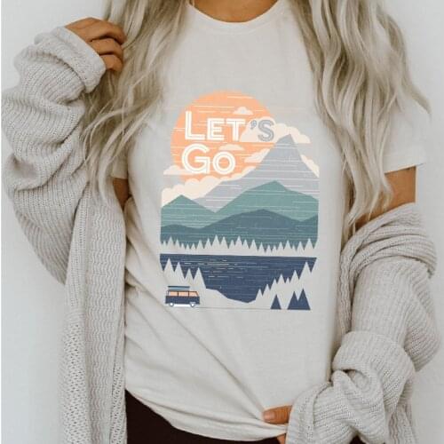 Women Graphic River Mountain Painting Travel 90s Spring Summer Lady Clothes Tops Clothing Tees Print Female Tshirt T-Shirt