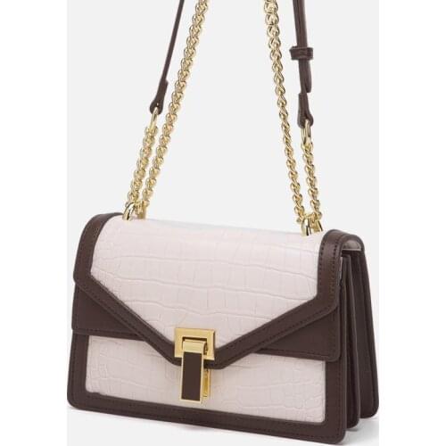 Women Crocodile Pattern Shoulder Messenger Chain Bag Buckle Small Square Bag