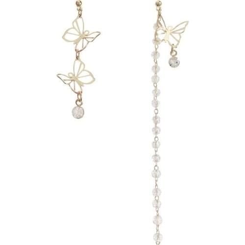 Bowknot earring female long style asymmetrical tassel advanced sense Korean earring