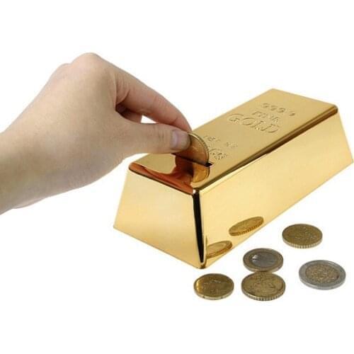 1Pcs 999.9 Gold Bullion Bar Piggy Bank Brick Coin Bank Saving Money Box